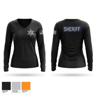 Womens Long Sleeve Vneck Shirt, Jefferson County Sheriff SSO, Police, Teamtime, Team time, sublimation, custom sports apparel, team uniforms, spirit wear, spiritwear, sports uniforms, custom shirts, team store, custom team store, fundraiser sports, apparel fundraiser