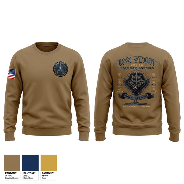 Crew Neck Sweatshirt, USS STOUT OI, Navy, Teamtime, Team time, sublimation, custom sports apparel, team uniforms, spirit wear, spiritwear, sports uniforms, custom shirts, team store, custom team store, fundraiser sports, apparel fundraiser