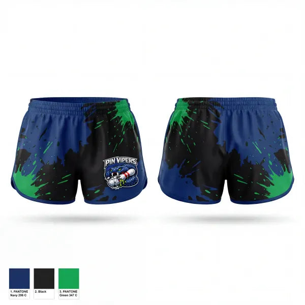 Womens Shorts, Pin vipers, Bowling, Teamtime, Team time, sublimation, custom sports apparel, team uniforms, spirit wear, spiritwear, sports uniforms, custom shirts, team store, custom team store, fundraiser sports, apparel fundraiser