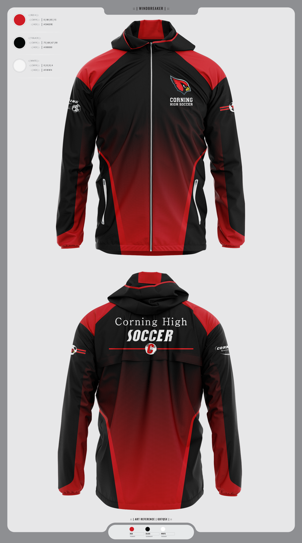 Windbreaker, Corning Boys Soccer, Men's Soccer, Teamtime, Team time, sublimation, custom sports apparel, team uniforms, spirit wear, spiritwear, sports uniforms, custom shirts, team store, custom team store, fundraiser sports, apparel fundraiser