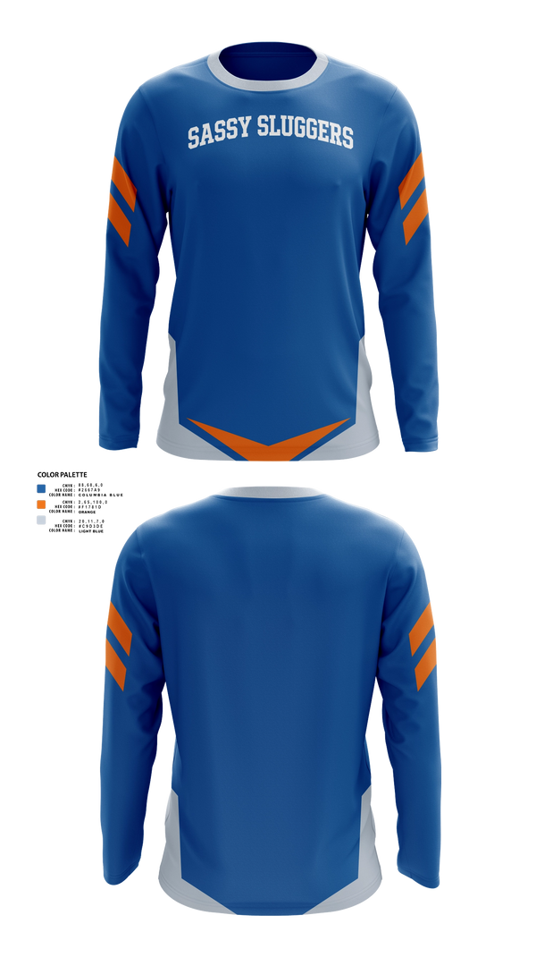 Long Sleeve Performance Shirt, Sassy sluggers, Softball, Teamtime, Team time, sublimation, custom sports apparel, team uniforms, spirit wear, spiritwear, sports uniforms, custom shirts, team store, custom team store, fundraiser sports, apparel fundraiser