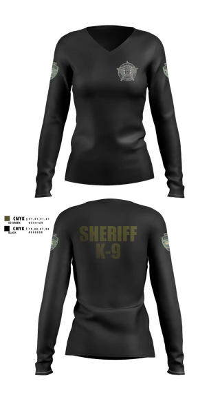 Womens Long Sleeve Vneck Shirt, Washington County SO Maine K9 Unit, Police, Teamtime, Team time, sublimation, custom sports apparel, team uniforms, spirit wear, spiritwear, sports uniforms, custom shirts, team store, custom team store, fundraiser sports, apparel fundraiser