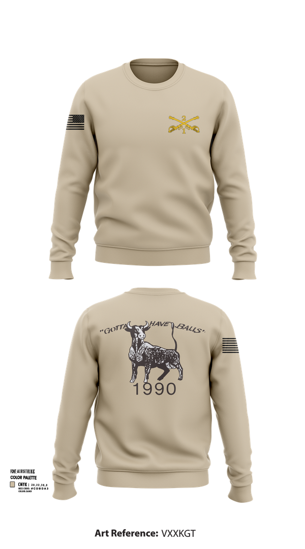 Crew Neck Sweatshirt, 2nd Armored Cavalry Regiment, , Teamtime, Team time, sublimation, custom sports apparel, team uniforms, spirit wear, spiritwear, sports uniforms, custom shirts, team store, custom team store, fundraiser sports, apparel fundraiser