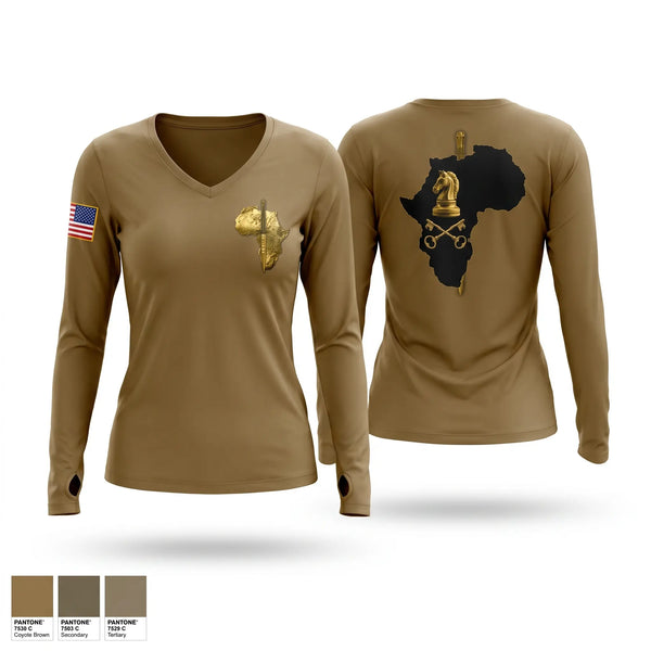 Womens Long Sleeve Vneck Shirt, ACJ2X, Army, Teamtime, Team time, sublimation, custom sports apparel, team uniforms, spirit wear, spiritwear, sports uniforms, custom shirts, team store, custom team store, fundraiser sports, apparel fundraiser