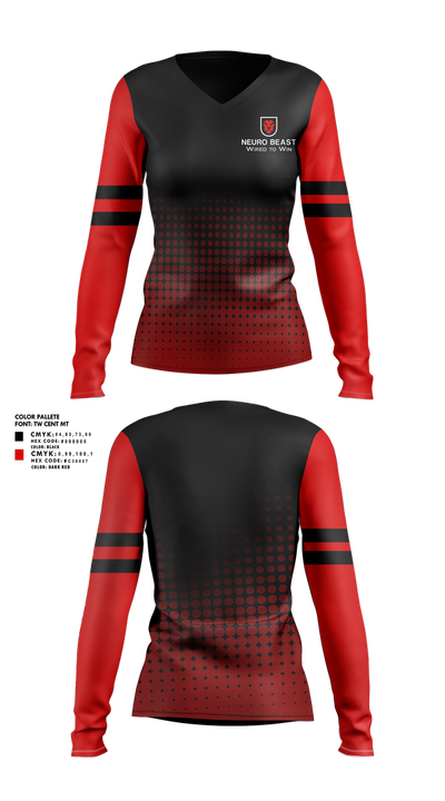 Neuro Beast 90064879 Women's Long Sleeve V-neck Shirt - 1