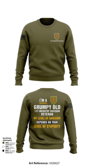 Crew Neck Sweatshirt, 1st Infantry Division, , Teamtime, Team time, sublimation, custom sports apparel, team uniforms, spirit wear, spiritwear, sports uniforms, custom shirts, team store, custom team store, fundraiser sports, apparel fundraiser