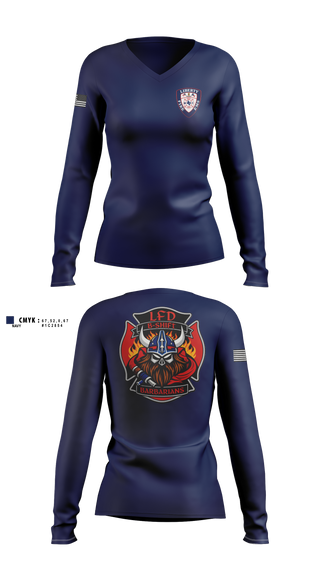 Womens Long Sleeve Vneck Shirt, LFD, Fire Department, Teamtime, Team time, sublimation, custom sports apparel, team uniforms, spirit wear, spiritwear, sports uniforms, custom shirts, team store, custom team store, fundraiser sports, apparel fundraiser