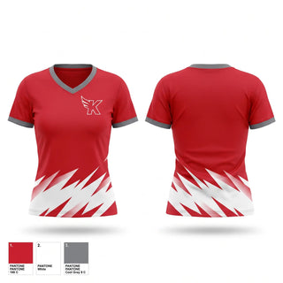 Womens Short Sleeve Vneck Shirt, Red Raiders, Cheer, Teamtime, Team time, sublimation, custom sports apparel, team uniforms, spirit wear, spiritwear, sports uniforms, custom shirts, team store, custom team store, fundraiser sports, apparel fundraiser