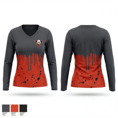 Ducks 32980493 Women's Long Sleeve V-neck Shirt - 1