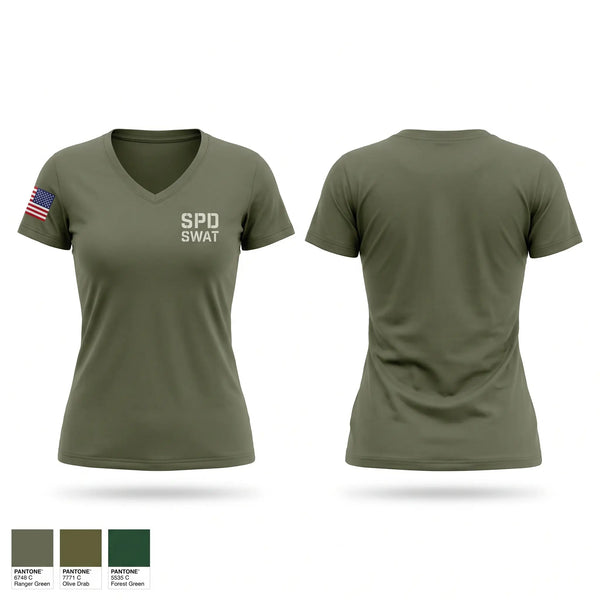 Womens Short Sleeve Vneck Shirt, SPD SWAT, Fire Department, Teamtime, Team time, sublimation, custom sports apparel, team uniforms, spirit wear, spiritwear, sports uniforms, custom shirts, team store, custom team store, fundraiser sports, apparel fundraiser