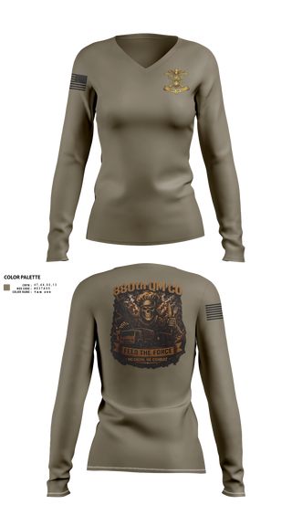 Womens Long Sleeve Vneck Shirt, 880th QM CO, Army, Teamtime, Team time, sublimation, custom sports apparel, team uniforms, spirit wear, spiritwear, sports uniforms, custom shirts, team store, custom team store, fundraiser sports, apparel fundraiser