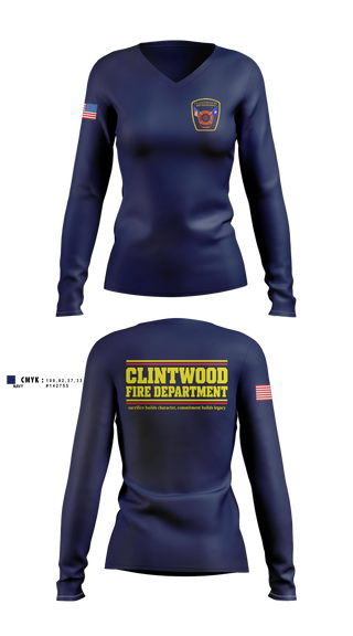 Womens Long Sleeve Vneck Shirt, Clintwood Fire Department, Fire Department, Teamtime, Team time, sublimation, custom sports apparel, team uniforms, spirit wear, spiritwear, sports uniforms, custom shirts, team store, custom team store, fundraiser sports, apparel fundraiser