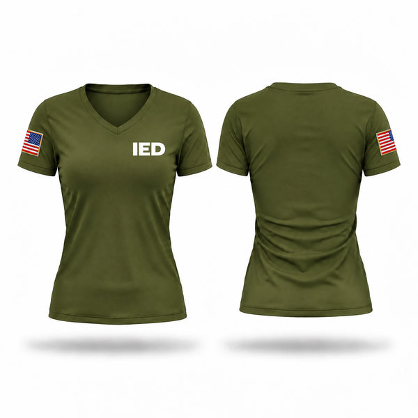 Womens Short Sleeve Vneck Shirt, IED, Army, Teamtime, Team time, sublimation, custom sports apparel, team uniforms, spirit wear, spiritwear, sports uniforms, custom shirts, team store, custom team store, fundraiser sports, apparel fundraiser
