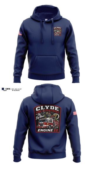 Hoodie, Clyde fire department, Fire Department, Teamtime, Team time, sublimation, custom sports apparel, team uniforms, spirit wear, spiritwear, sports uniforms, custom shirts, team store, custom team store, fundraiser sports, apparel fundraiser
