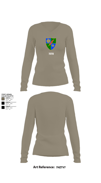 75th 74408618 Women's Long Sleeve V-neck Shirt - 62