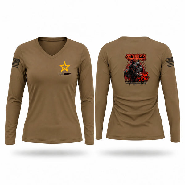 Womens Long Sleeve Vneck Shirt, 1B5W Winchester, Army, Teamtime, Team time, sublimation, custom sports apparel, team uniforms, spirit wear, spiritwear, sports uniforms, custom shirts, team store, custom team store, fundraiser sports, apparel fundraiser