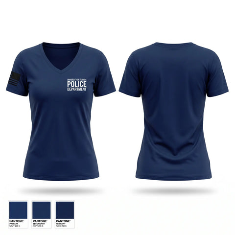 Womens Short Sleeve Vneck Shirt, University of Florida Police Department, Police, Teamtime, Team time, sublimation, custom sports apparel, team uniforms, spirit wear, spiritwear, sports uniforms, custom shirts, team store, custom team store, fundraiser sports, apparel fundraiser