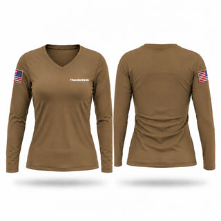 Womens Long Sleeve Vneck Shirt, Thunderbirds, Army, Teamtime, Team time, sublimation, custom sports apparel, team uniforms, spirit wear, spiritwear, sports uniforms, custom shirts, team store, custom team store, fundraiser sports, apparel fundraiser
