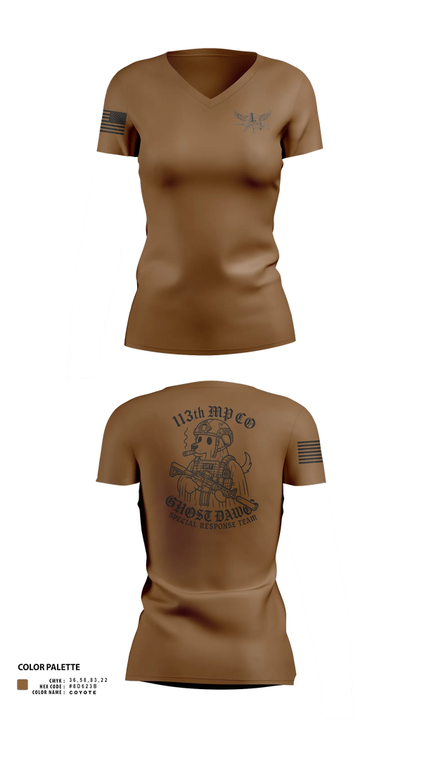 Womens Short Sleeve Vneck Shirt, 113th MP CO, Army, Teamtime, Team time, sublimation, custom sports apparel, team uniforms, spirit wear, spiritwear, sports uniforms, custom shirts, team store, custom team store, fundraiser sports, apparel fundraiser
