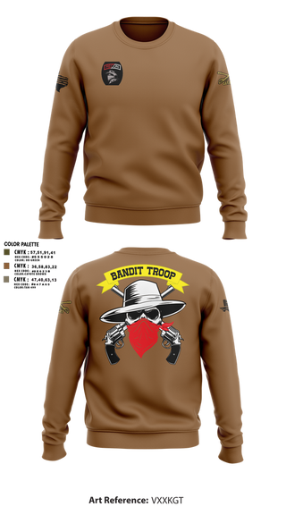 Crew Neck Sweatshirt, 6-9 bandit troop, Army, Teamtime, Team time, sublimation, custom sports apparel, team uniforms, spirit wear, spiritwear, sports uniforms, custom shirts, team store, custom team store, fundraiser sports, apparel fundraiser