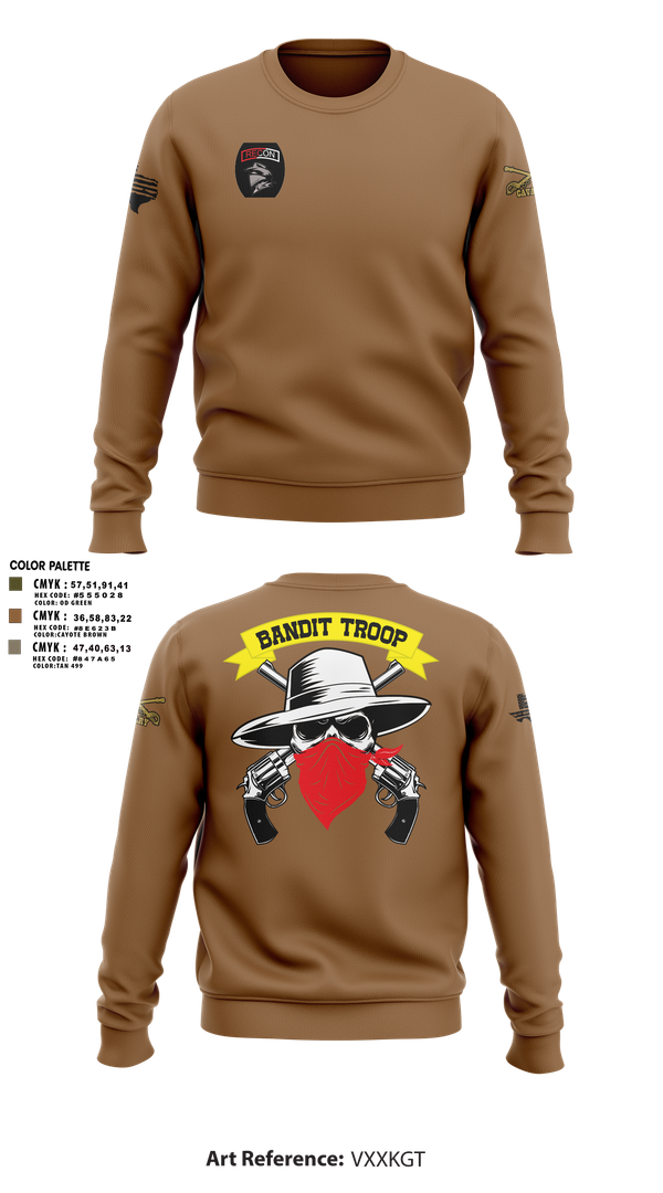 Crew Neck Sweatshirt, 6-9 bandit troop, Army, Teamtime, Team time, sublimation, custom sports apparel, team uniforms, spirit wear, spiritwear, sports uniforms, custom shirts, team store, custom team store, fundraiser sports, apparel fundraiser