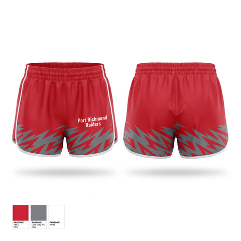 Womens Shorts, Port Richmond Raiders, Men's Soccer, Teamtime, Team time, sublimation, custom sports apparel, team uniforms, spirit wear, spiritwear, sports uniforms, custom shirts, team store, custom team store, fundraiser sports, apparel fundraiser
