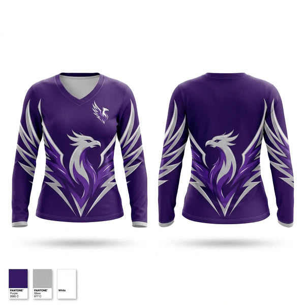 Womens Long Sleeve Vneck Shirt, Kyle Legacy Track & Field, Track & Field, Teamtime, Team time, sublimation, custom sports apparel, team uniforms, spirit wear, spiritwear, sports uniforms, custom shirts, team store, custom team store, fundraiser sports, apparel fundraiser