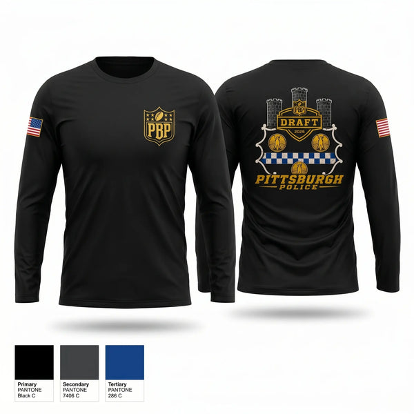 Long Sleeve Performance Shirt, Pittsburgh Police NFL Draft 2026, Police, Teamtime, Team time, sublimation, custom sports apparel, team uniforms, spirit wear, spiritwear, sports uniforms, custom shirts, team store, custom team store, fundraiser sports, apparel fundraiser