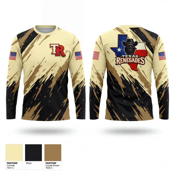 Long Sleeve Performance Shirt, Texas Renegades, Baseball, Teamtime, Team time, sublimation, custom sports apparel, team uniforms, spirit wear, spiritwear, sports uniforms, custom shirts, team store, custom team store, fundraiser sports, apparel fundraiser