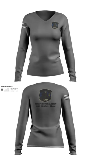 Womens Long Sleeve Vneck Shirt, District 3 Fast, Fire Department, Teamtime, Team time, sublimation, custom sports apparel, team uniforms, spirit wear, spiritwear, sports uniforms, custom shirts, team store, custom team store, fundraiser sports, apparel fundraiser
