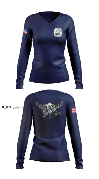 Womens Long Sleeve Vneck Shirt, Lima Police Swat, Police, Teamtime, Team time, sublimation, custom sports apparel, team uniforms, spirit wear, spiritwear, sports uniforms, custom shirts, team store, custom team store, fundraiser sports, apparel fundraiser