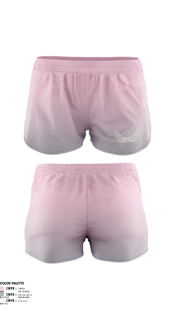 Womens Shorts, ACE Angel CHEER Elite, Cheer, Teamtime, Team time, sublimation, custom sports apparel, team uniforms, spirit wear, spiritwear, sports uniforms, custom shirts, team store, custom team store, fundraiser sports, apparel fundraiser