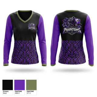 Womens Long Sleeve Vneck Shirt, Lakenheath Phantoms, , Teamtime, Team time, sublimation, custom sports apparel, team uniforms, spirit wear, spiritwear, sports uniforms, custom shirts, team store, custom team store, fundraiser sports, apparel fundraiser