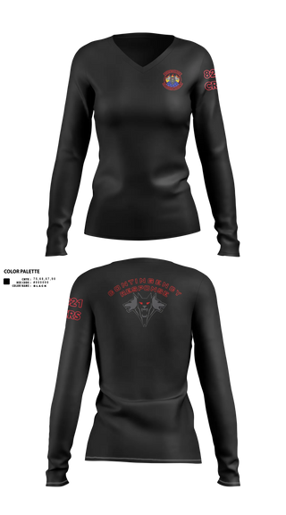 Womens Long Sleeve Vneck Shirt, 821 CRS, Air Force, Teamtime, Team time, sublimation, custom sports apparel, team uniforms, spirit wear, spiritwear, sports uniforms, custom shirts, team store, custom team store, fundraiser sports, apparel fundraiser