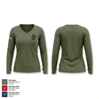Womens Long Sleeve Vneck Shirt, CPO, Navy, Teamtime, Team time, sublimation, custom sports apparel, team uniforms, spirit wear, spiritwear, sports uniforms, custom shirts, team store, custom team store, fundraiser sports, apparel fundraiser