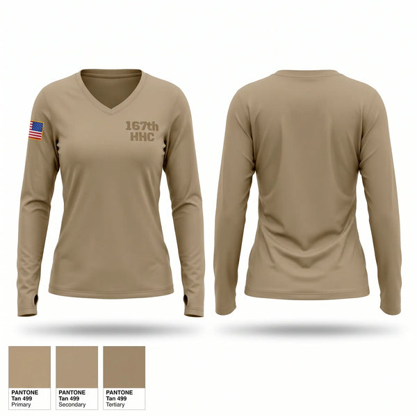 Womens Long Sleeve Vneck Shirt, 167th HHC, Army, Teamtime, Team time, sublimation, custom sports apparel, team uniforms, spirit wear, spiritwear, sports uniforms, custom shirts, team store, custom team store, fundraiser sports, apparel fundraiser