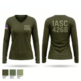 Womens Long Sleeve Vneck Shirt, IASC 4-26B, Marines, Teamtime, Team time, sublimation, custom sports apparel, team uniforms, spirit wear, spiritwear, sports uniforms, custom shirts, team store, custom team store, fundraiser sports, apparel fundraiser