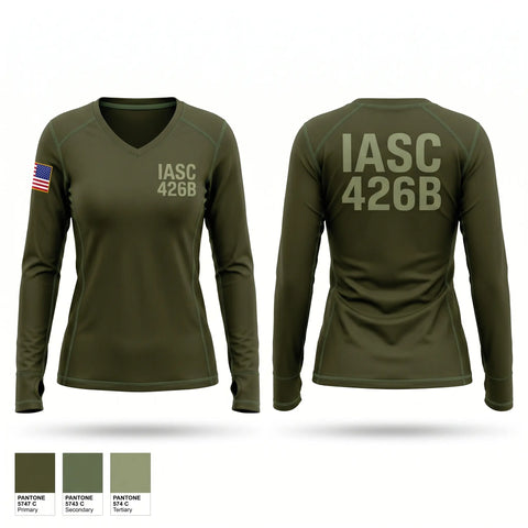 Womens Long Sleeve Vneck Shirt, IASC 4-26B, Marines, Teamtime, Team time, sublimation, custom sports apparel, team uniforms, spirit wear, spiritwear, sports uniforms, custom shirts, team store, custom team store, fundraiser sports, apparel fundraiser