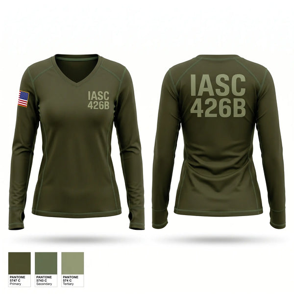 Womens Long Sleeve Vneck Shirt, IASC 4-26B, Marines, Teamtime, Team time, sublimation, custom sports apparel, team uniforms, spirit wear, spiritwear, sports uniforms, custom shirts, team store, custom team store, fundraiser sports, apparel fundraiser