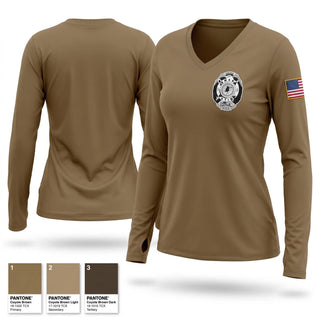 Womens Long Sleeve Vneck Shirt, OMAHA NATION POLICE, Police, Teamtime, Team time, sublimation, custom sports apparel, team uniforms, spirit wear, spiritwear, sports uniforms, custom shirts, team store, custom team store, fundraiser sports, apparel fundraiser