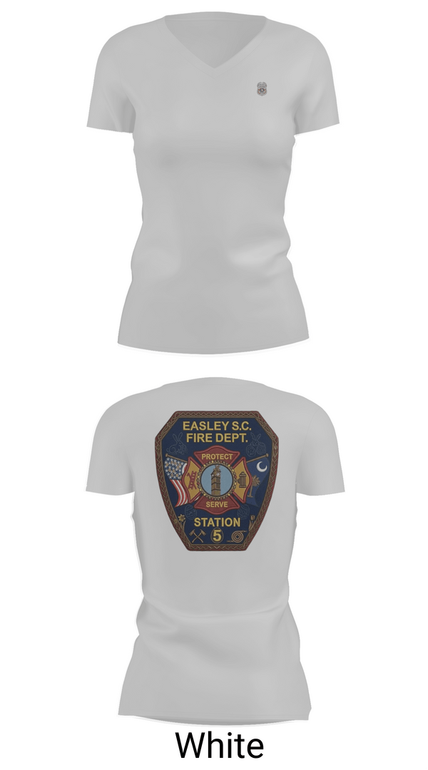 Womens Short Sleeve Vneck Shirt, Easley Fire Department, Fire Department, Teamtime, Team time, sublimation, custom sports apparel, team uniforms, spirit wear, spiritwear, sports uniforms, custom shirts, team store, custom team store, fundraiser sports, apparel fundraiser