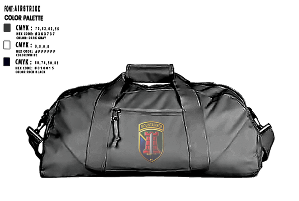 Duffle Bag, 204th MEB Mountaineers, Army, Teamtime, Team time, sublimation, custom sports apparel, team uniforms, spirit wear, spiritwear, sports uniforms, custom shirts, team store, custom team store, fundraiser sports, apparel fundraiser