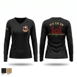 Womens Long Sleeve Vneck Shirt, , Army, Teamtime, Team time, sublimation, custom sports apparel, team uniforms, spirit wear, spiritwear, sports uniforms, custom shirts, team store, custom team store, fundraiser sports, apparel fundraiser