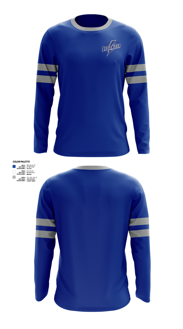 Long Sleeve Performance Shirt, Lysander Lightning, Ice Hockey, Teamtime, Team time, sublimation, custom sports apparel, team uniforms, spirit wear, spiritwear, sports uniforms, custom shirts, team store, custom team store, fundraiser sports, apparel fundraiser