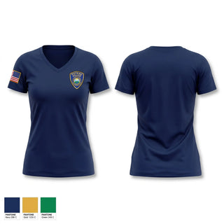 Womens Short Sleeve Vneck Shirt, Poteau Police Department, Police, Teamtime, Team time, sublimation, custom sports apparel, team uniforms, spirit wear, spiritwear, sports uniforms, custom shirts, team store, custom team store, fundraiser sports, apparel fundraiser