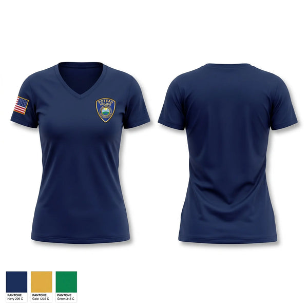 Womens Short Sleeve Vneck Shirt, Poteau Police Department, Police, Teamtime, Team time, sublimation, custom sports apparel, team uniforms, spirit wear, spiritwear, sports uniforms, custom shirts, team store, custom team store, fundraiser sports, apparel fundraiser
