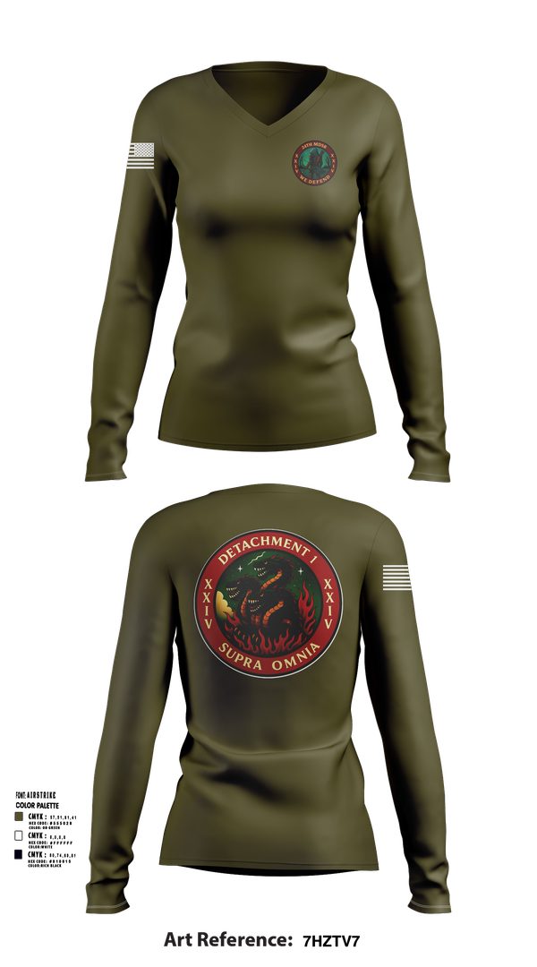 Womens Long Sleeve Vneck Shirt, Detachment 1, 24th MDSB, , Teamtime, Team time, sublimation, custom sports apparel, team uniforms, spirit wear, spiritwear, sports uniforms, custom shirts, team store, custom team store, fundraiser sports, apparel fundraiser