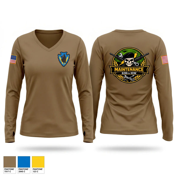 Womens Long Sleeve Vneck Shirt, 636th IEW, National Guard, Teamtime, Team time, sublimation, custom sports apparel, team uniforms, spirit wear, spiritwear, sports uniforms, custom shirts, team store, custom team store, fundraiser sports, apparel fundraiser