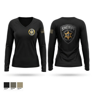 Womens Long Sleeve Vneck Shirt, Muskogee county sheriff, Police, Teamtime, Team time, sublimation, custom sports apparel, team uniforms, spirit wear, spiritwear, sports uniforms, custom shirts, team store, custom team store, fundraiser sports, apparel fundraiser