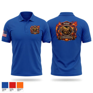 Short Sleeve Performance Polo, Champion Volunteer Fire Department, Fire Department, Teamtime, Team time, sublimation, custom sports apparel, team uniforms, spirit wear, spiritwear, sports uniforms, custom shirts, team store, custom team store, fundraiser sports, apparel fundraiser
